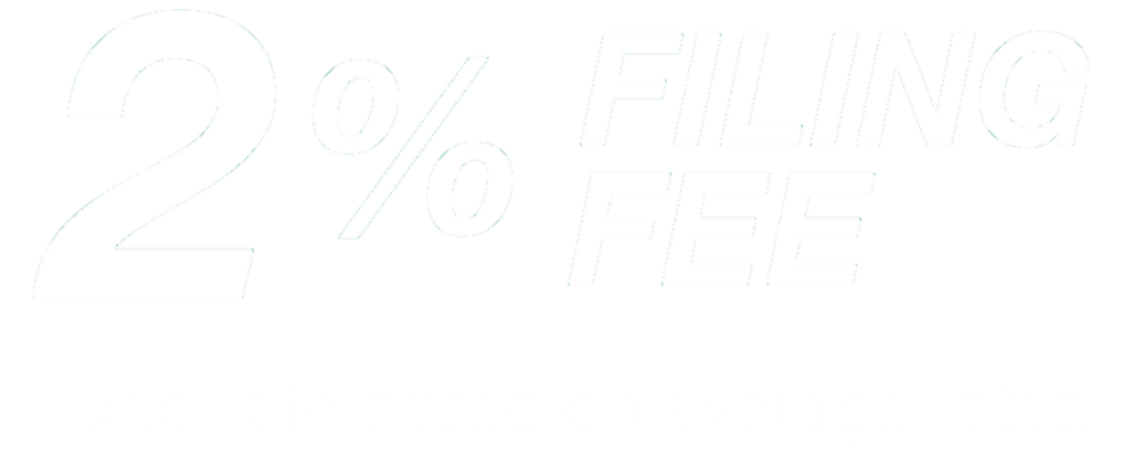 2% filing fee (fixed fee based on average rates)